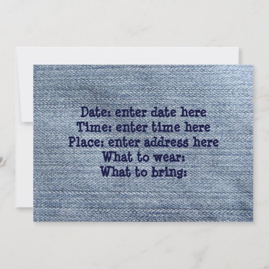 Western Party Denim Einladung (Rückseite)