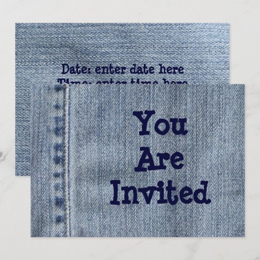 Western Party Denim Einladung (Vorne/Hinten)