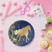 Western Party Gold Pferd auf blauen Tellern Pappteller (Party)