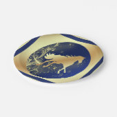 Western Party Gold Pferd auf Blue and Gold Teller (Schrägansicht)