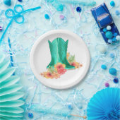 Western Party Hochzeit Cowboy Stiefel und Blume Pappteller (Party)