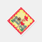 Western Party Kleines Cowgirl auf Stick Ross Napki Serviette (Ecke)