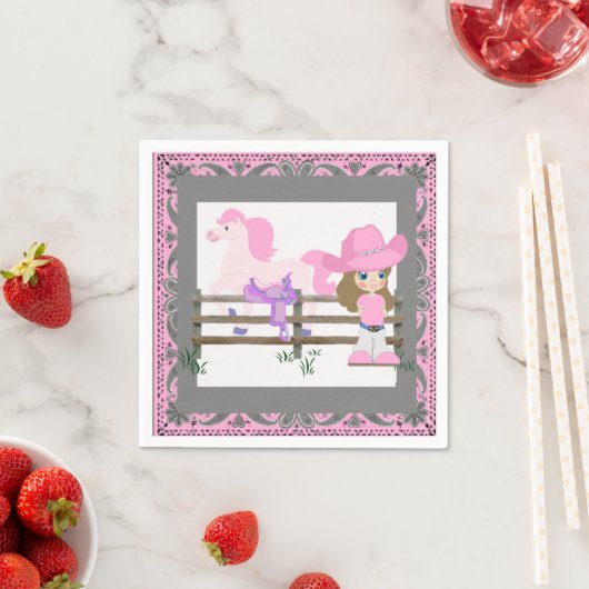 Western Party Kleines Cowgirl Pferderücken Sattel Serviette (Beispiel)