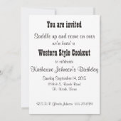 Western Party Kochabend Einladung (Rückseite)