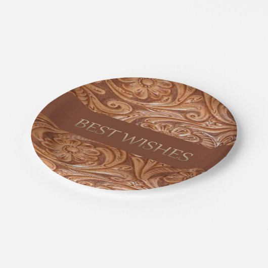 Western Party Leder Druckpapier Teller (Schrägansicht)