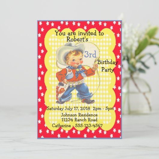Western Party Little Cowboy Einladung (Stehend Vorderseite)