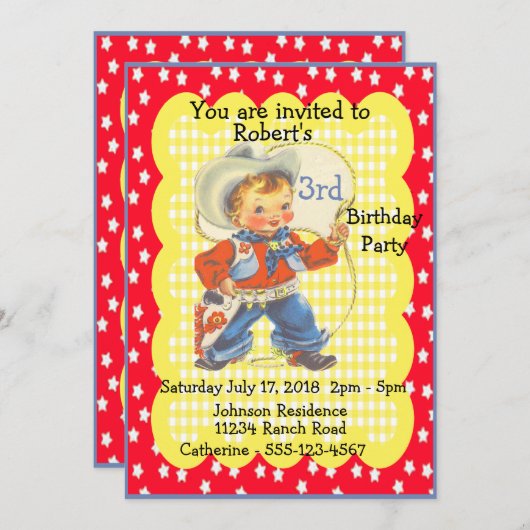 Western Party Little Cowboy Einladung (Vorne/Hinten)