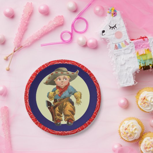 Western Party Little Cowboy Red Bandana Pappteller (Party)