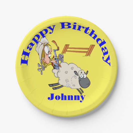 Western Party Mutton Bustin Cowboy Cowgirl Kid Pappteller (Vorderseite)