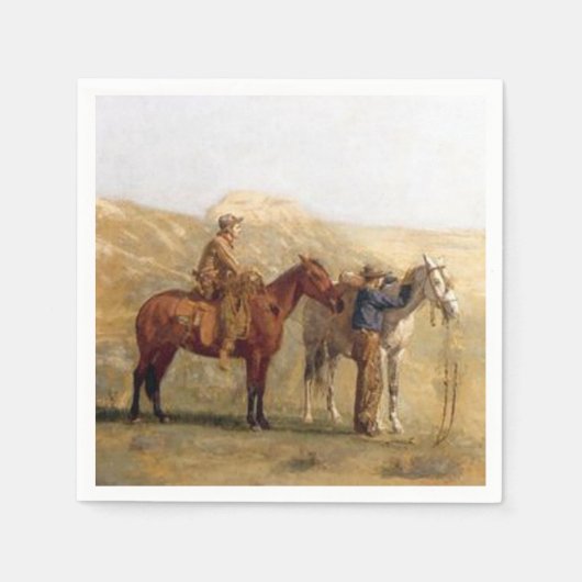 Western Party Napkins Cowboys mit Pferden Vintag Serviette (Vorderseite)