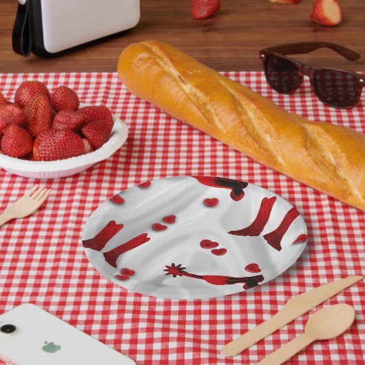 Western Party Papier Teller Valentine oder Hochzei (Picknick)