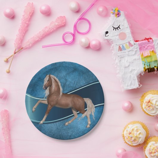 Western Party Pferd auf blauem Hintergrund Pappteller (Party)