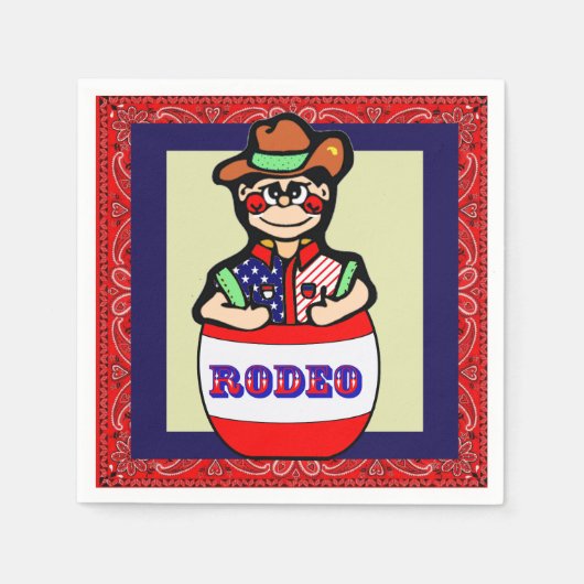 Western Party Rodeo Clown und Fass Serviette (Vorderseite)