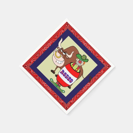 Western Party Rodeo Clownfass und Bulle Serviette (Ecke)