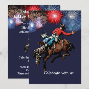 Western Party Rodeo Cowboy Bronc Reiter Blau Einladung
