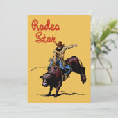 Western Party Rodeo Cowboy Bull Rider Einladung (Stehend Vorderseite)
