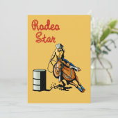Western Party Rodeo Cowgirl Barrel Racer Einladung (Stehend Vorderseite)