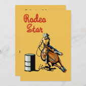 Western Party Rodeo Cowgirl Barrel Racer Einladung (Vorne/Hinten)