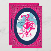 Western Party Rodeo Cowgirl Bucking Horse Einladung (Vorne/Hinten)