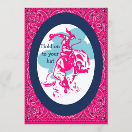 Western Party Rodeo Cowgirl Bucking Horse Einladung