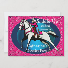 Western Party Rodeo Cowgirl Horse Barrel Racing Einladung