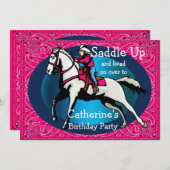 Western Party Rodeo Cowgirl Horse Barrel Racing Einladung (Vorne/Hinten)