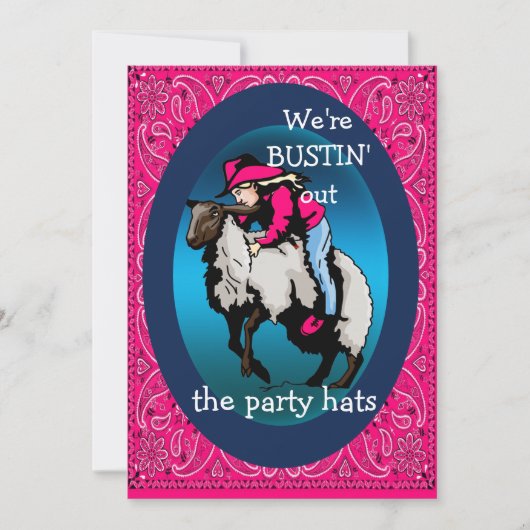 Western Party Rodeo Cowgirl Mutton Bustin' Einladung (Vorderseite)