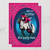Western Party Rodeo Cowgirl Mutton Bustin' Einladung (Vorne/Hinten)