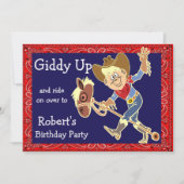 Western Party Rodeo Stick Pferd Cowboy Einladung (Vorderseite)