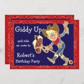Western Party Rodeo Stick Pferd Cowboy Einladung (Vorne/Hinten)