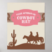 Western Party Rosa "Autograph my Cowboy Hat" Unter Poster (Vorne)