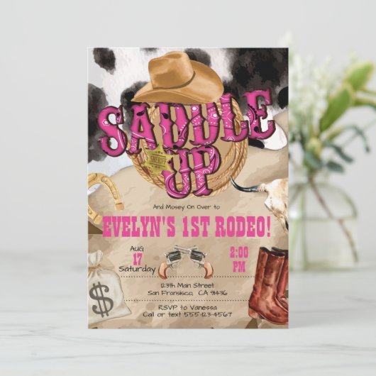 Western Party, Western Einladung für Cowgir Party (Stehend Vorderseite)