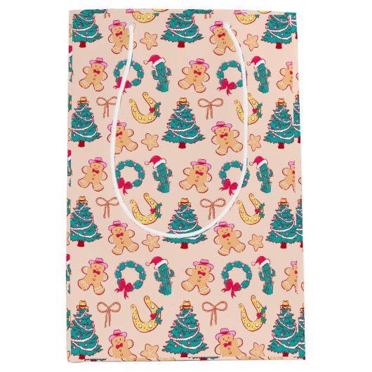 Western Pastel Cowboy Christmas Gift Mittlere Geschenktüte (Vorderseite)