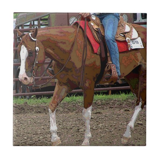 Western-Pferd-Cartoon-Effekt Fliese (Vorderseite)