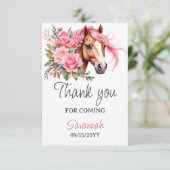 Western Pferd Geburtstagsparty Cowgirl Dankeskarte (Stehend Vorderseite)