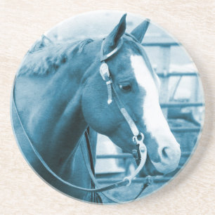 Western Pferd in Blautönen Getränkeuntersetzer
