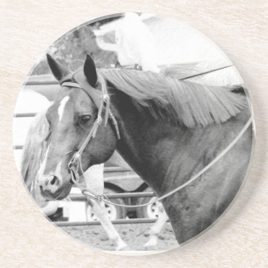 Western Pferd in Schwarz und Weiß Untersetzer (Vorne)