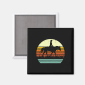 Western Pferd und Reiter Retro Sun Stil Magnet (Vorderseite/Rückseite)