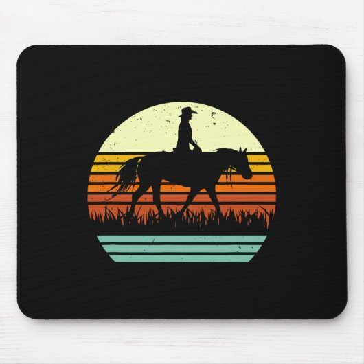Western Pferd und Reiter Retro Sun Stil Mousepad (Vorne)