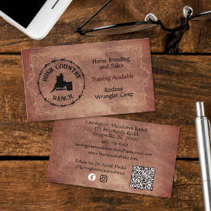 Western-Pferde-Ranch personalisiertes Logo QR-Code Visitenkarte