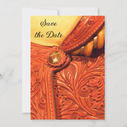 Western Pferderennsattel - Hochzeit Save the Date (Vorderseite)