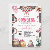 Western Pink Aquarell Kinderdusche Einladung (Vorderseite)