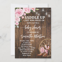 Western Pink Baby Dusche Country Boots Einladung