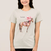 Western Pink Balloons Pferd Tri-Blend Shirt (Vorderseite)