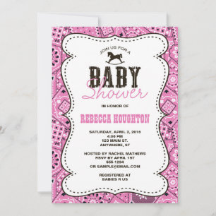Western Pink Bandanna Baby Dusche Einladung