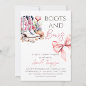 Western Pink Boots and Bows Girl Baby Shower Einladung (Vorderseite)