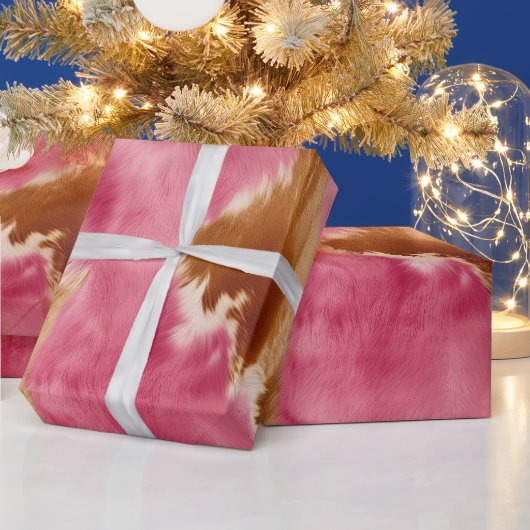 Western Pink Brown Cream Cowgirl Cowhide Geschenkpapier (Feiertage)