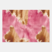 Western Pink Brown Cream Cowgirl Cowhide Geschenkpapier Set (Vorderseite)