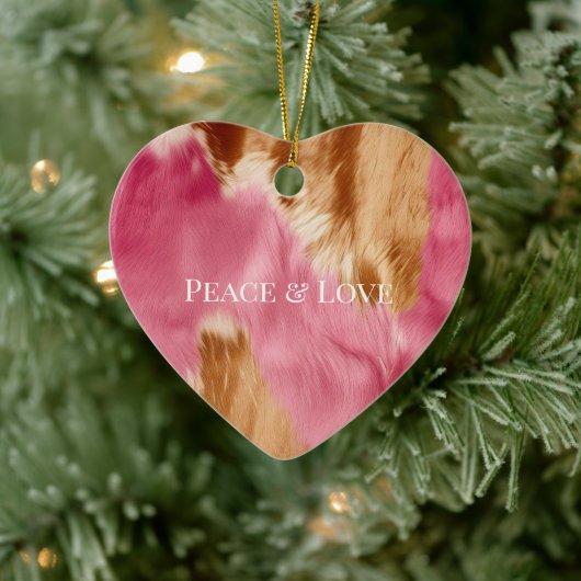 Western Pink Brown Cream Cowgirl Cowhide Keramik Ornament (Baum)