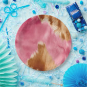 Western Pink Brown Cream Cowgirl Cowhide Pappteller (Party)